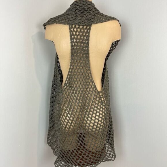 Vintage Women’s One Size Knit Crotchet Cardigan Shawl Wrap Fishnet Grunge - Picture 4 of 10